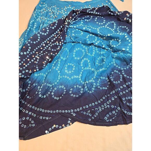 Handmade Blue boho‎ midi skirt adjustable tie waist mirror sequins One Size New - Picture 15 of 15